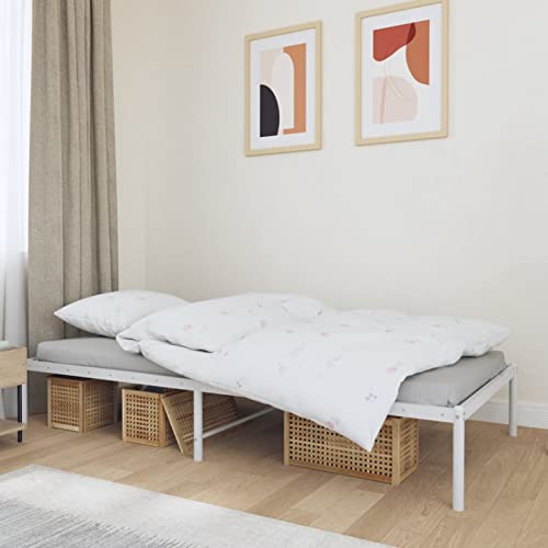 Imagen Marco de cama blanca de metal ideal para habitaciones juveniles