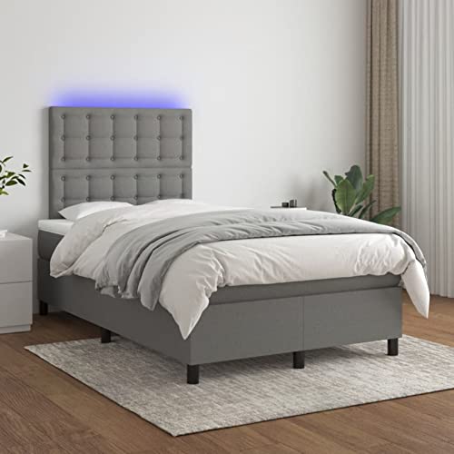 Imagen Ciadaz cama box spring con led y colchon - gris oscuro 120x200 cm