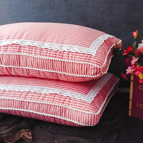 Imagen Almohada de algodon lavable con relleno de plumas tamaño individual 48x74 cm - rojo