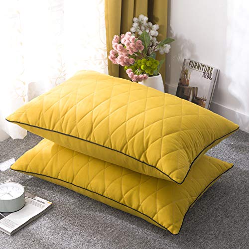 Imagen Almohadas de plumas con nucleo de costura en amarillo 48x74cm