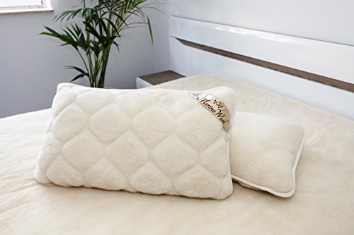 Imagen Pack 2 almohadas merino wool 2x caro 45x75cm blanco lana cachemira