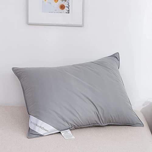 Imagen Almohada de plumon de ganso gris natural king size 100 algodon para hotel