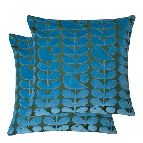 Imagen Cojin de terciopelo early bird velvet orla kiely - azul 50x50 cm