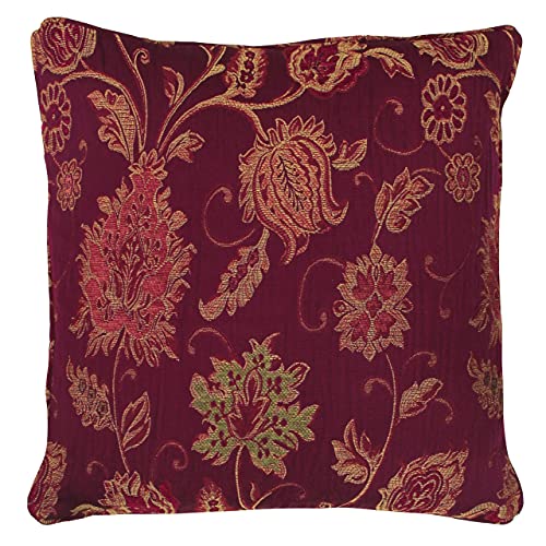 Imagen Cojin decorativo floral jacquard zurich - diseño reversible rojo